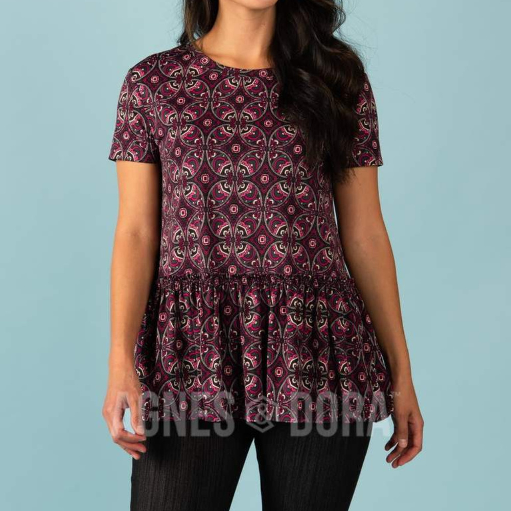Relaxed Ruffle Tee Pink Medallion